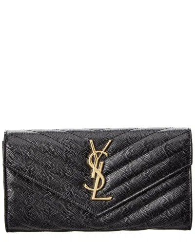 Saint Laurent Dnu Tiktok  Large Monogram Matelasse Leather Continental Wallet In Black