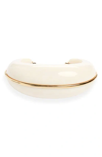 Saint Laurent Dome Cuff Bracelet In White