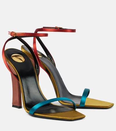 Saint Laurent Dominique Color-block Satin Sandals In Multi