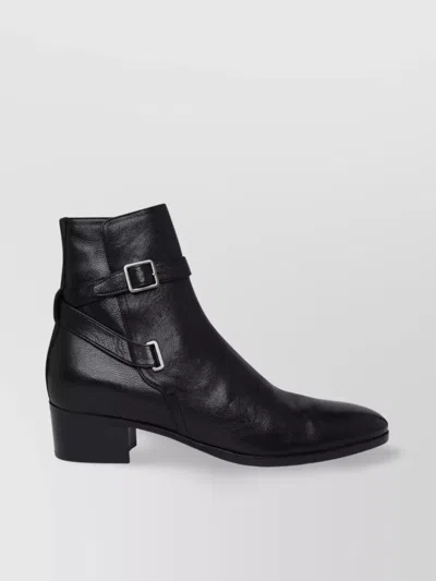 Saint Laurent 'dorian' Calf Ankle Boots In Black