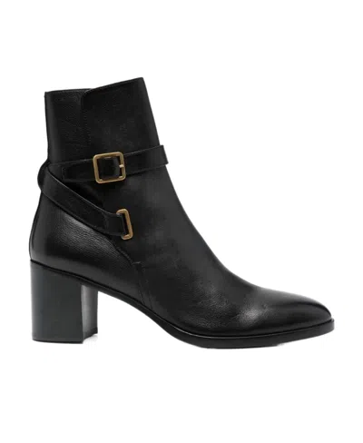 Saint Laurent Dorina 70mm Side-buckle Ankle Boots In Black
