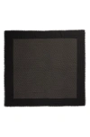 Saint Laurent Dots Logo Border Wool & Silk Square Scarf In Black/ivory