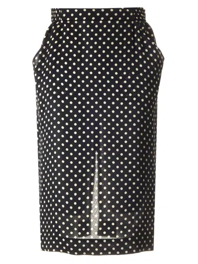 Saint Laurent Dotted Pencil Skirt In Multi
