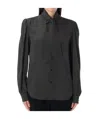 Saint Laurent Silk Pois Shirt For Women In Black