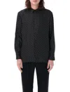 Saint Laurent Shirt In Dotted Shiny And Matte Silk In Black