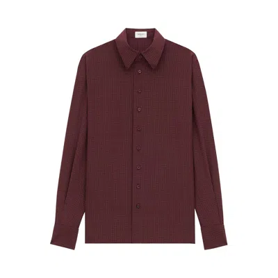Pre-owned Saint Laurent Dotted Silk Long-sleeve Shirt 'bordeaux Craie' | Red | Men's Size 41