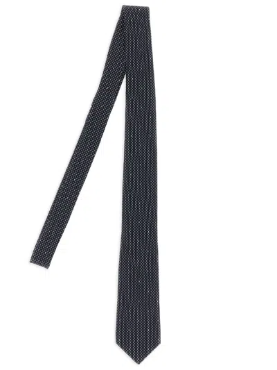 Saint Laurent Dotted Tie In Silk Crepe In Black