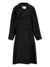 Saint Laurent Double-breasted Belted Trench Coat In Black