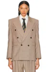 Saint Laurent Taupe Beige Double-breasted Wool Jacket