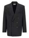 Saint Laurent Double-breasted Wool Blazer In Black