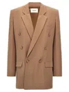 Saint Laurent Double-breasted Blazer Blazer And Suits In Beige