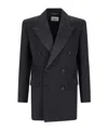 Saint Laurent Double-breasted Long-sleeved Blazer In Black