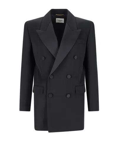SAINT LAURENT SAINT LAURENT DOUBLE-BREASTED TUXEDO JACKET