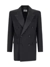 Saint Laurent Double-breasted Long-sleeved Blazer In Black  