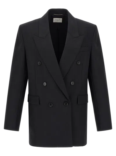 Saint Laurent Double-breasted Blazer In Black