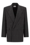 Saint Laurent Double-breasted Blazer Featuring Structured Shoulders In Black