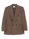 Saint Laurent Wool-cashmere Double-breasted Jacket In Brown