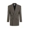 Saint Laurent Vichy Blazer Jacket In Brown