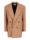 Saint Laurent Double-breasted Wool-gabardine Blazer In Brown