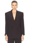 Saint Laurent Double Breasted Blazer In Chocolate