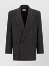 Saint Laurent Double-breasted Blazer Featuring Structured Shoulders In Black