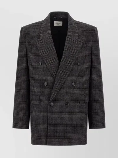 SAINT LAURENT DOUBLE-BREASTED BLAZER FEATURING STRUCTURED SHOULDERS