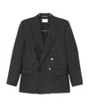 Saint Laurent Double Breasted Blazer In Gray