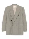 Saint Laurent Double-breasted Blazer In Gray
