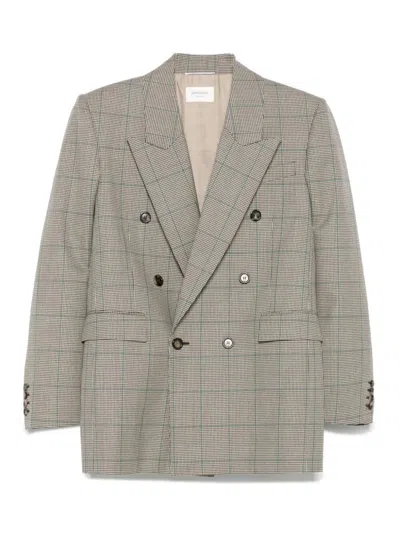 Saint Laurent Double-breasted Blazer In Gray