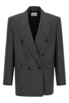 Saint Laurent Double-breasted Blazer In Gray