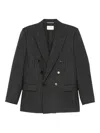 Saint Laurent Double Breasted Blazer In Gray