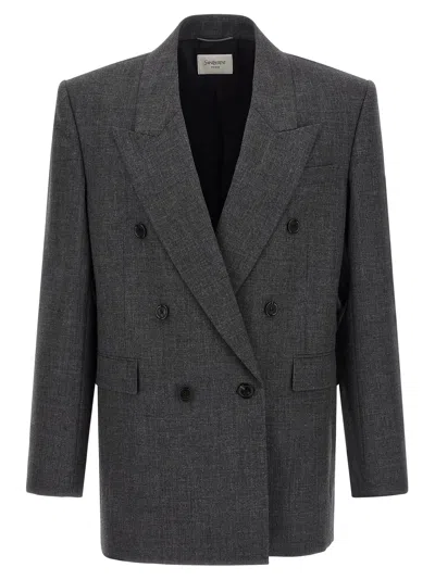 Saint Laurent Double-breasted Blazer In Multi