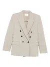 Saint Laurent Double-breasted Button Blazer In Neutral