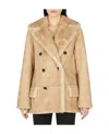 Saint Laurent Double-breasted Button-fastening Coat In Nude