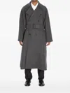 Saint Laurent Long Coat In Cashmere In Gray