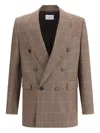 Saint Laurent Wool-cashmere Double-breasted Jacket In Brown