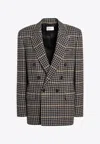 Saint Laurent Double-breasted Checked Wool Blazer In Multi