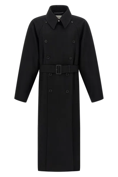 Saint Laurent Double-breasted Coat In Black