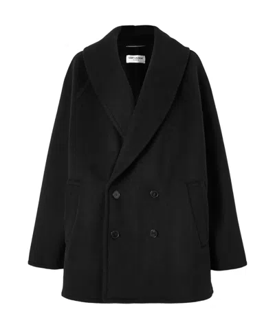 Saint Laurent Double-breasted Oversized Coat In Black