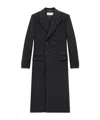 Saint Laurent Double-breasted Coat In Black