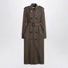 Saint Laurent Double-breasted Coat In Prince Of Wales Wool In Brown