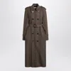 Saint Laurent Double-breasted Coat In Prince Of Wales Wool In Brown