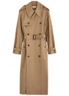 Saint Laurent Double-breasted Cotton Twill Trench Coat In Beige