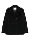 Saint Laurent Double-breasted Cupro Coat In Black