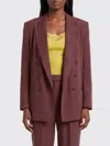 Saint Laurent Double Breasted Fluid Silk Oversized Blazer In Brown