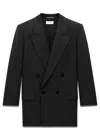 Saint Laurent Double-breasted Long-sleeved Blazer In Black