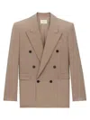 Saint Laurent Double-breasted Jacket In Caviar Wool
