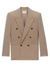 Saint Laurent Double-breasted Jacket In Caviar Wool