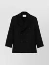 Saint Laurent Double Breasted Jacket Notched Lapel In Black