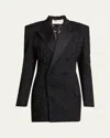 Saint Laurent Double-breasted Lace Tuxedo Blazer In Nero